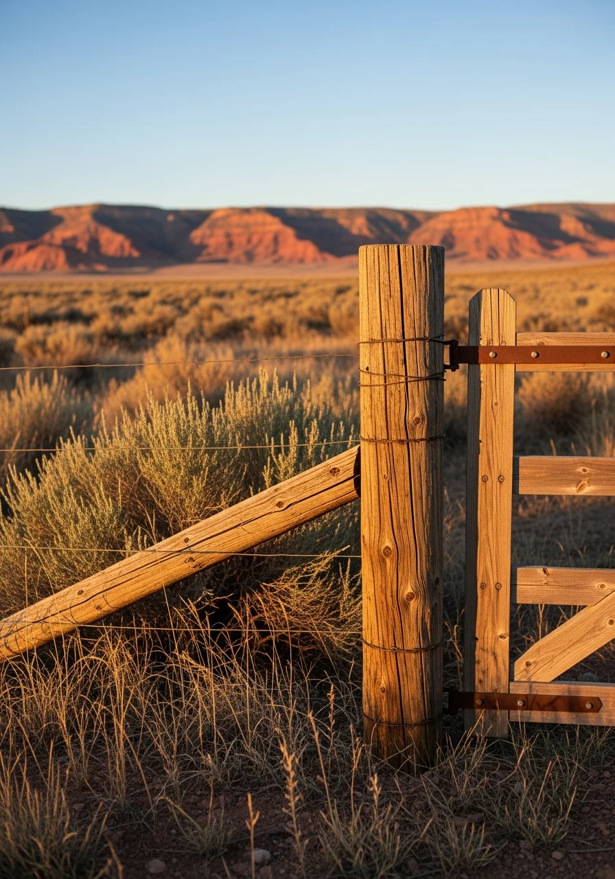 Close-up of a well-maintained rural property entrance in northeastern Utah with native vegetation.